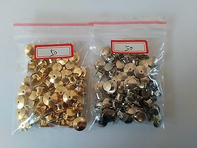 100pcs(silver 50 Gold 50) Fastener Disney Police Locking Lapel Pin Keepers Backs
