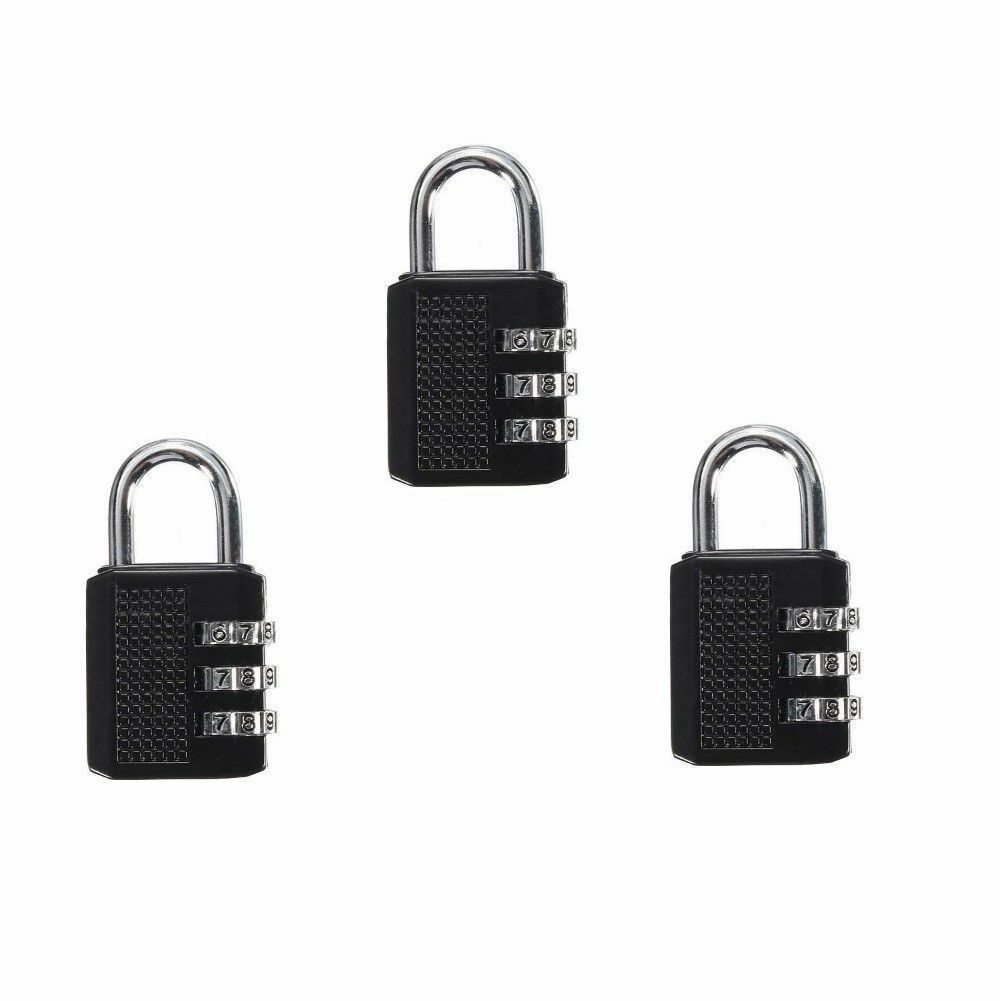 Pack Of 3 Combination Lock Travel Luggage 3 Digit Combination Resetable Lock