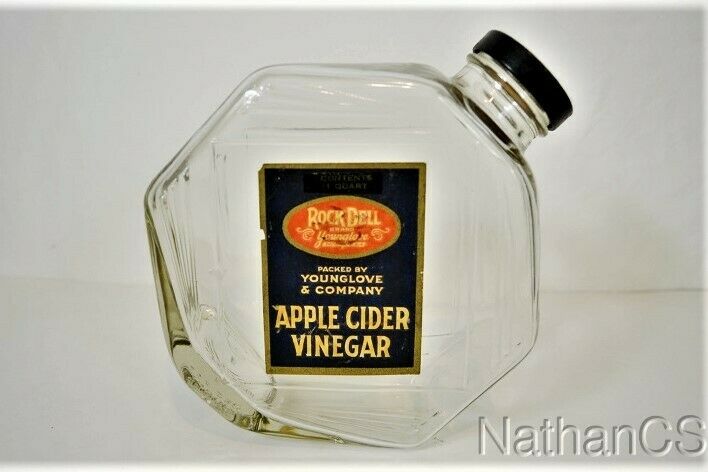 Vintage Rock Dell Apple Cider Vinegar One Quart Art Deco Bottle