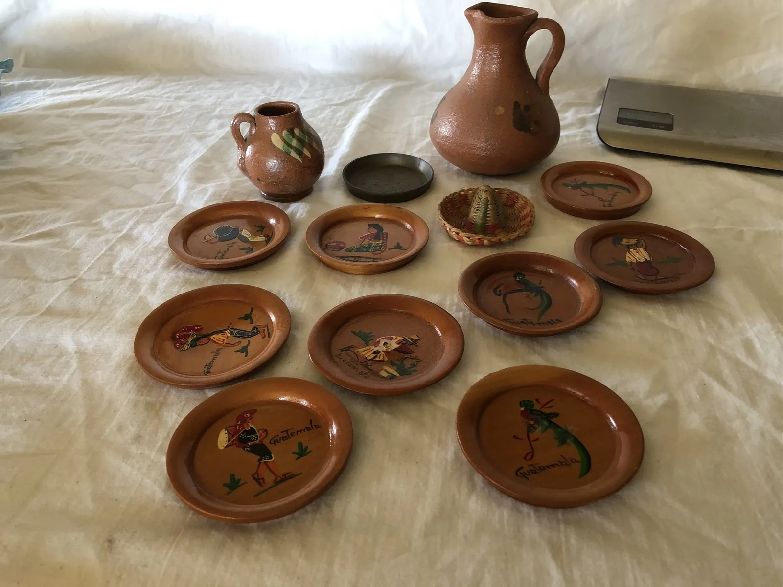 Lot Of Vintage Guatemalan Souvenir Pottery Wood Folk Art