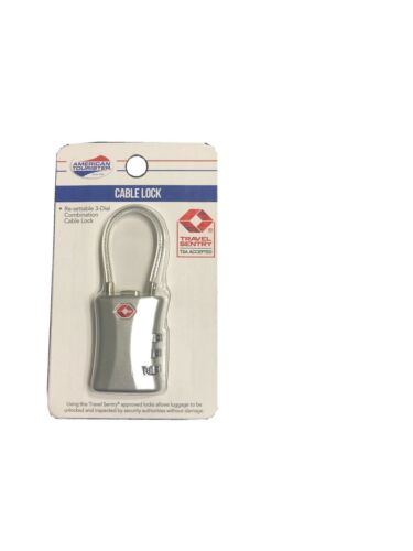 American Tourister Cable Lock W/ Re-settable Combo  Sliver-zinc