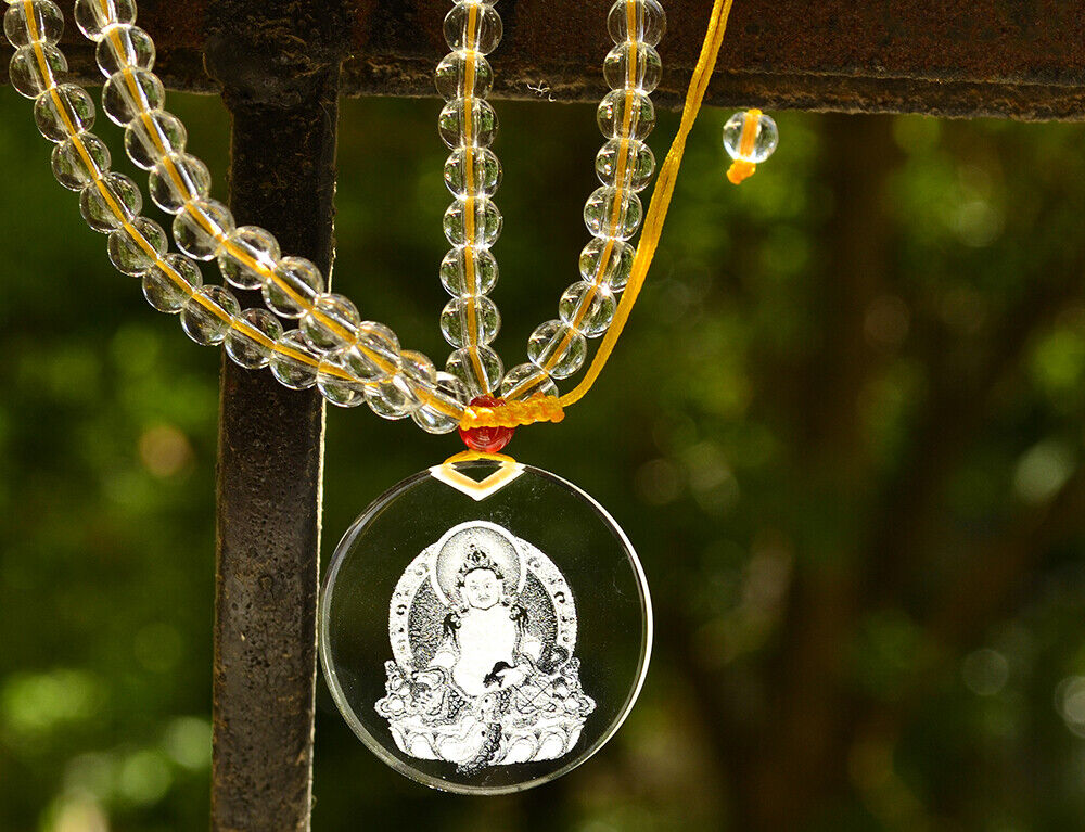 Yellow Jambhala Bring Fortune Luck! Blessed Crystal Pendant Necklace & Giftbag