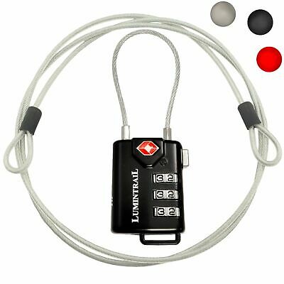 Lumintrail Tsa Approved Travel Combination Lock With 4 Ft Steel Cable