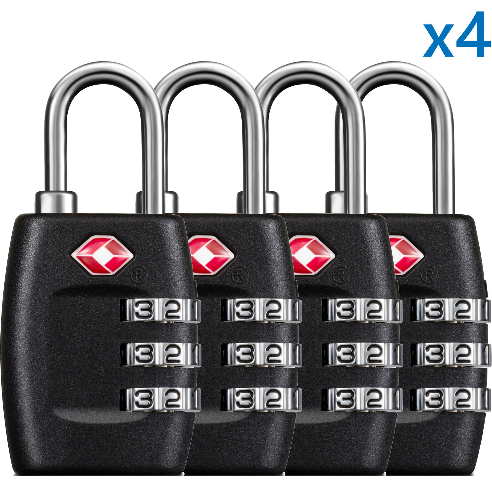 Bg 4 X Tsa Lock Travel Luggage 3 Digit Combination Resettable New Tl01 (4 Pcs)