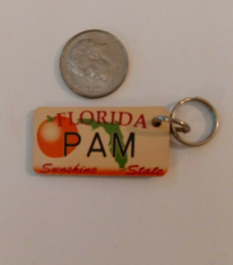 Vintage Florida Souvenir License Plate Keychain Tag Pam Fl Sm