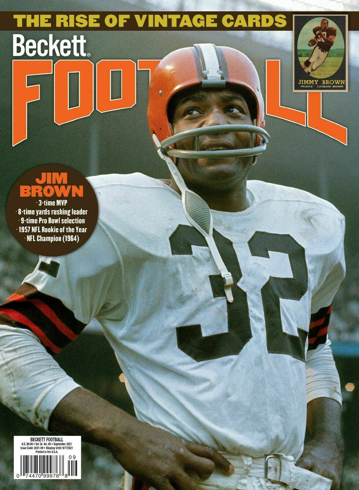 New September 2021 Beckett Football Card Price Guide Magazine With Jim Brown