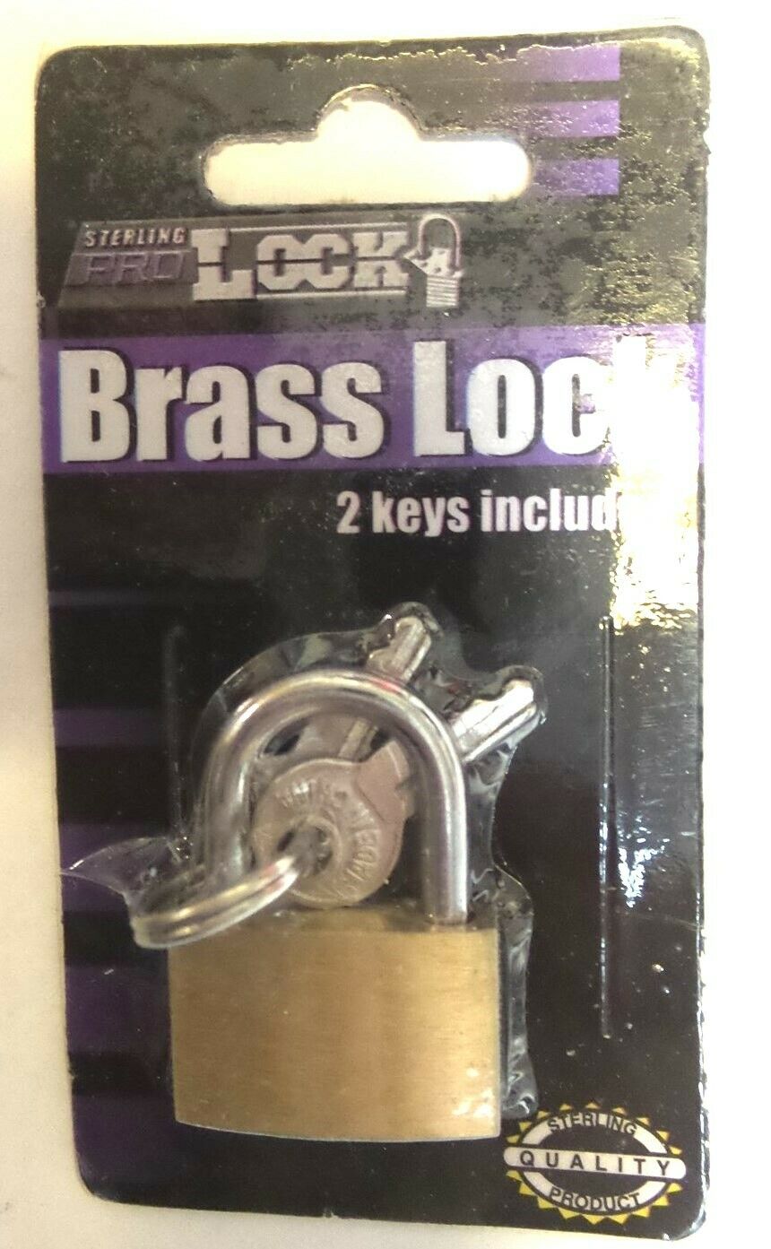 25mm Solid Brass Lock. Security Luggage Padlock With 2 Keys, Sterling Quality