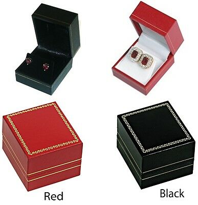 Classic Leatherette Earring Gift Boxes Red Or Black Jewelry Box Wholesale Lots