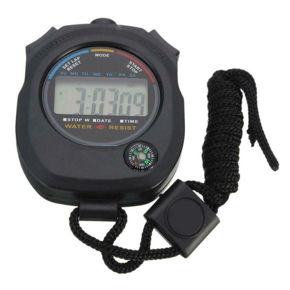 Digital Handheld Sports Stopwatch Stop Watch Timer Bla Fast U2g7 Counter P3w4