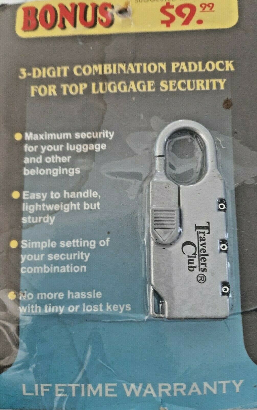 Traveler's Club Luggage 3 Digit Combination Padlock For Luggage Security
