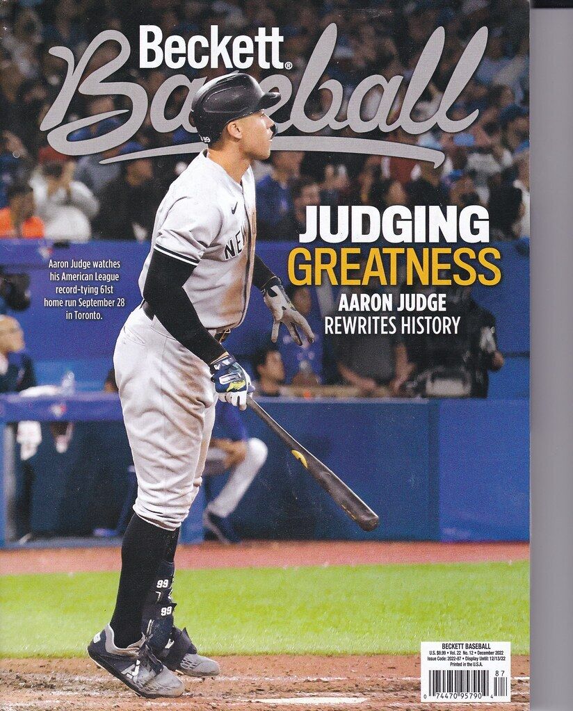 December 2022 Beckett Baseball Price Guide Magazine Vol 22 No 12 Aaron Judge