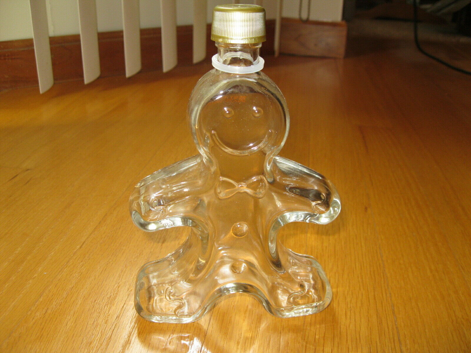 Gingerbread Man Clear Glass Shaped Figure Syrup Bottle With Cap