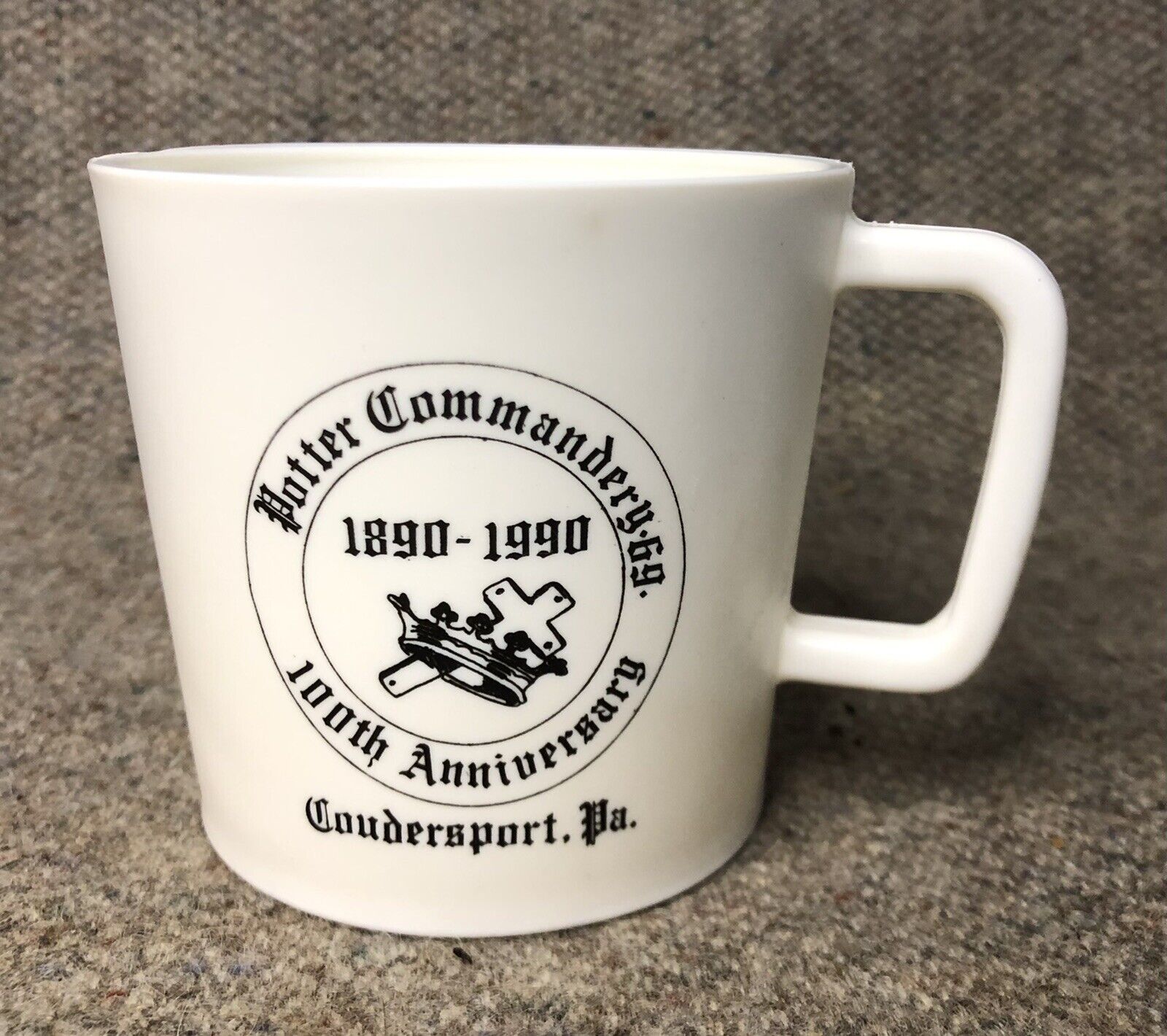 Vintage Knights Templar Potter Commandery Masonic Plastic Mug Coudersport Pa