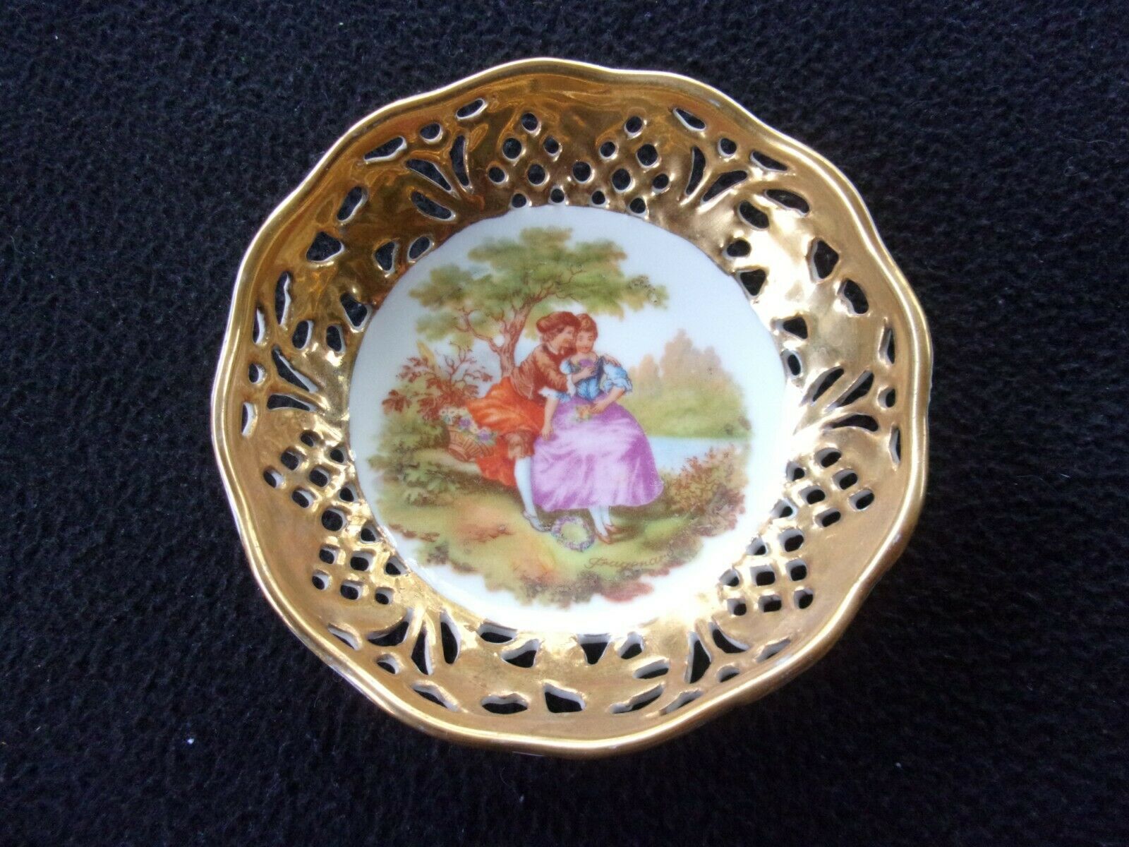 Vintage Royal Porcelain Courtship Trinket Dish Fragonard Design, Pre Owned