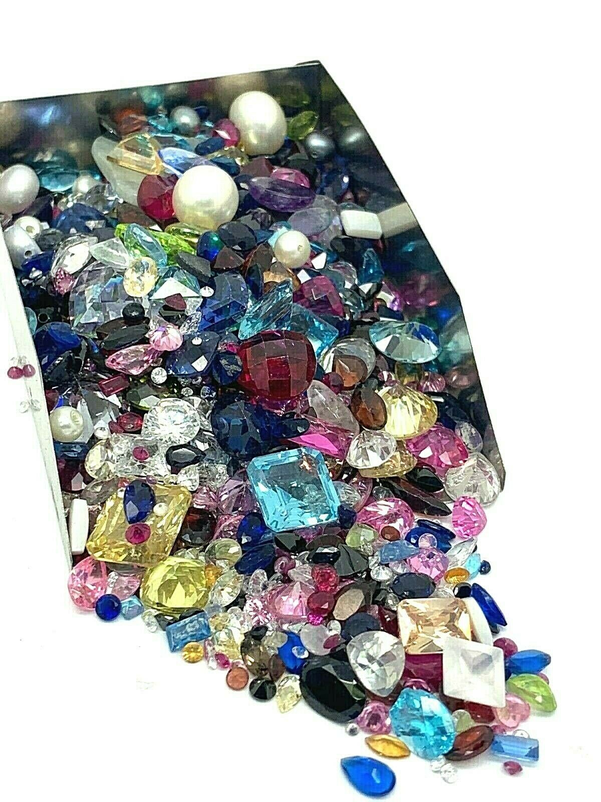 Lot Of Gemstone Assorted Gems 500 Carats Pearls Cz Topaz Scrap Jewelry Making