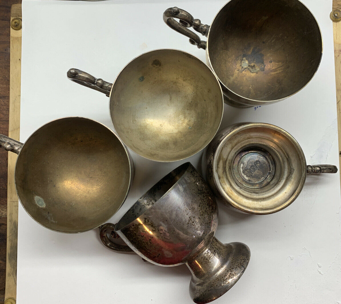 Silver Plate Mug, 5 Piece Matching   Vintage Silver Plate  —  In The S Lot