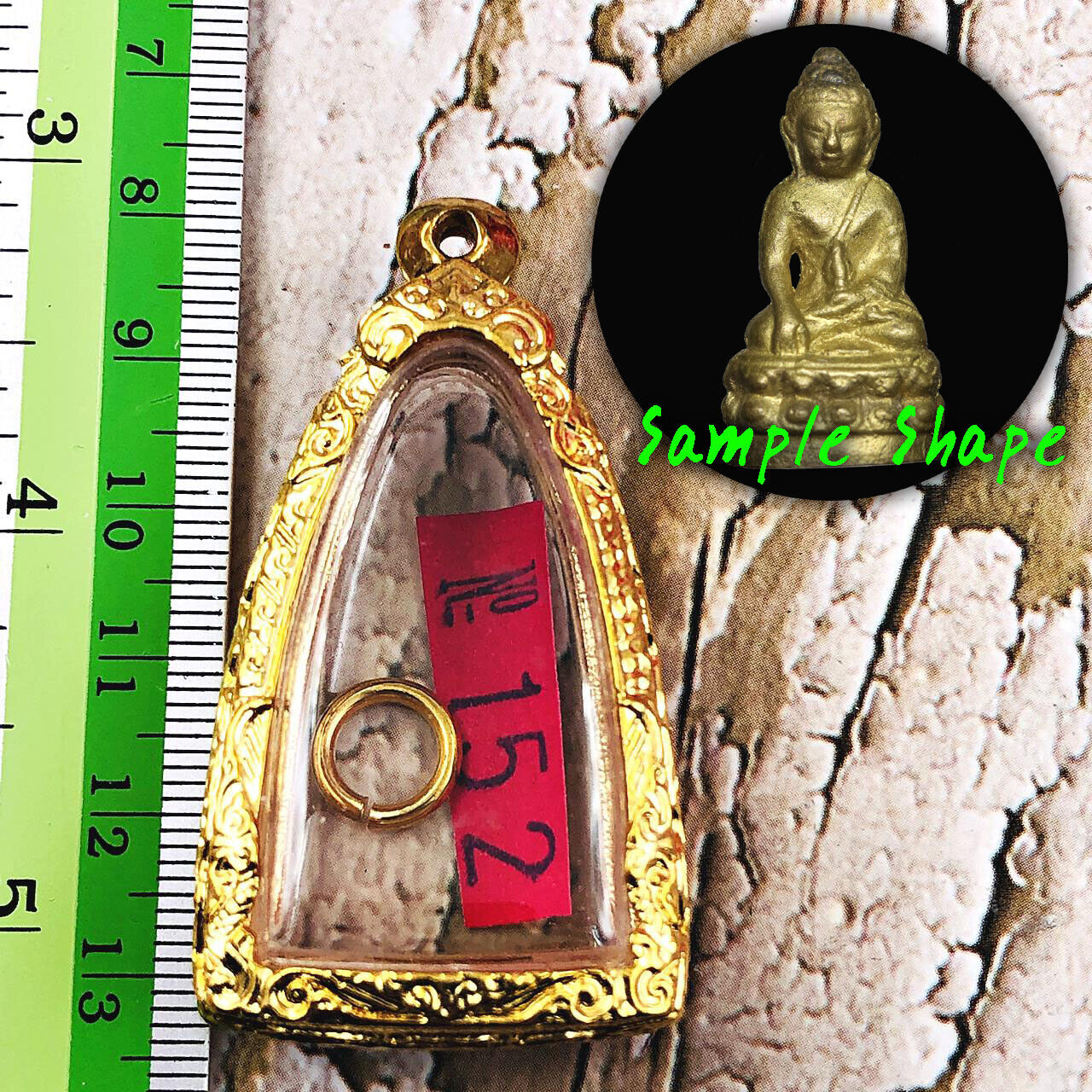Blank Empty Frame Case Gold Micron 24k Miniature Phakring 4cm Thai Amulet #15202