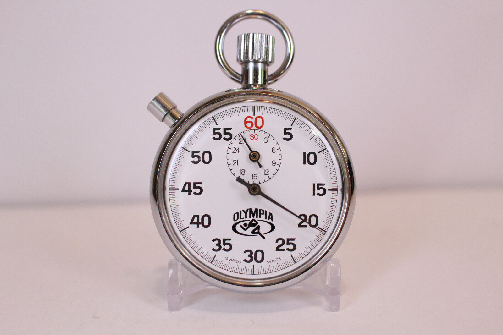 Rare Vintage Olympia 1/5 Pocket Timer Swiss Made Stop Watch Original Box Running