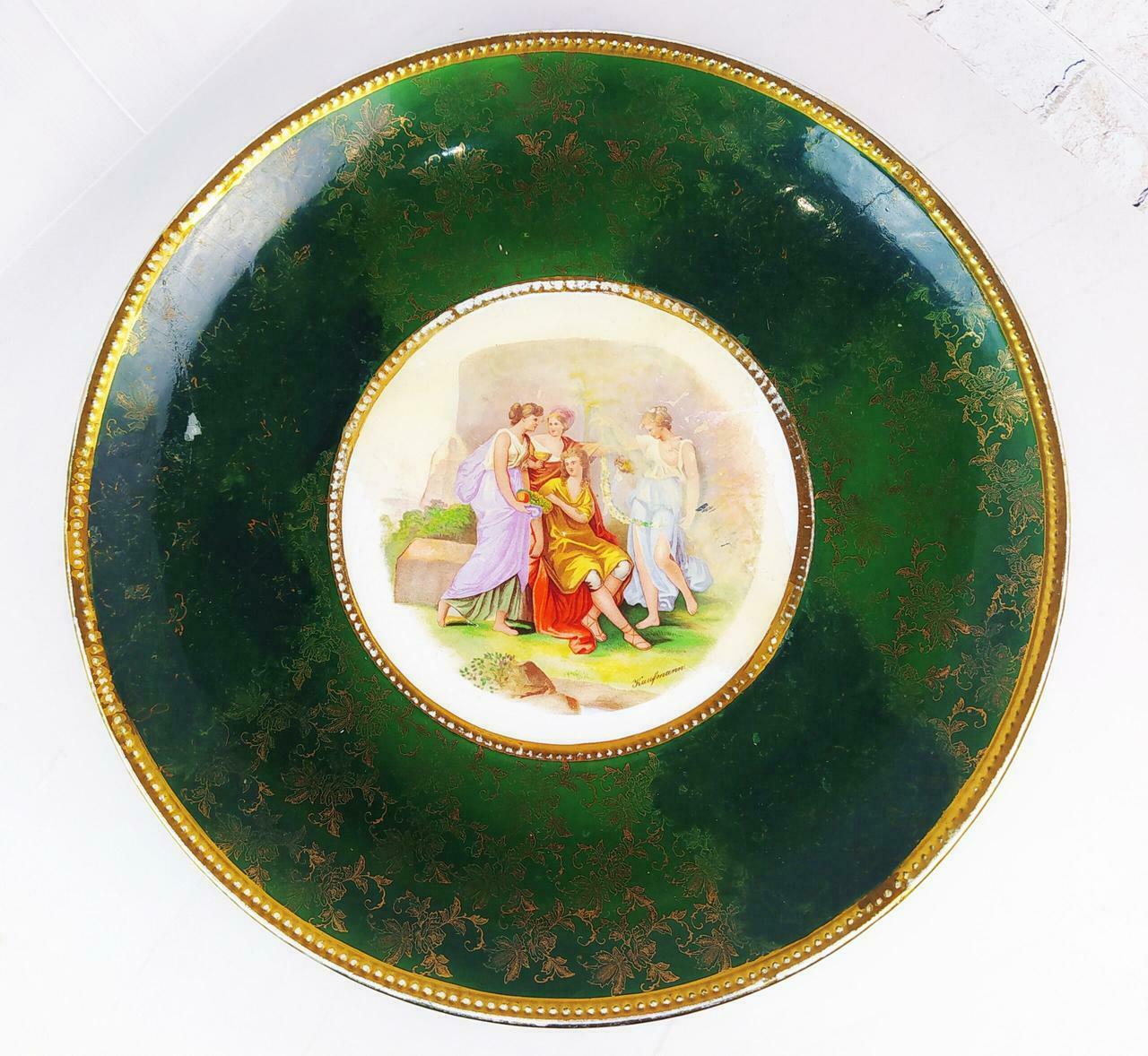 Antique Porcelain Plate Of Century,gilt Royal Family Hand Painting ,withe Signed