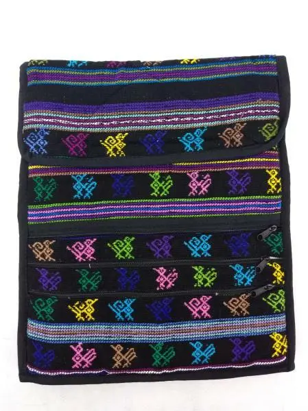 Guatemalan Hand Woven Mochila Crossbody Bag Large Concerned Crafts Nos Black #f