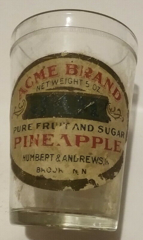 Vintage 1940's Acme Brand Pure Fruit And Sugar Pineapple 5 Oz.jar